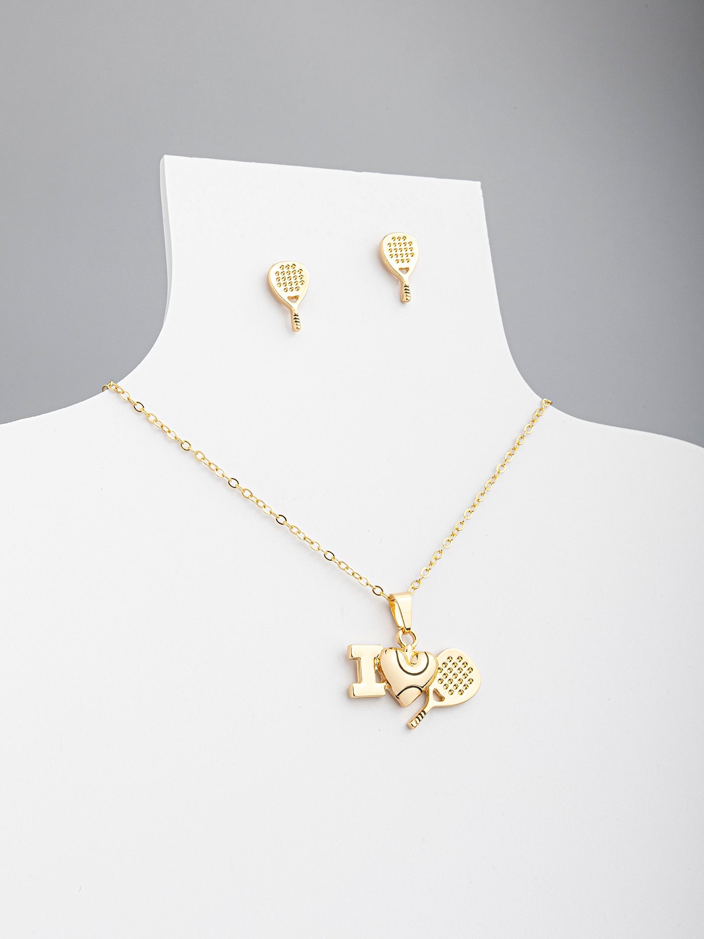 Set Collar y Broquel I Love Padel Dorado