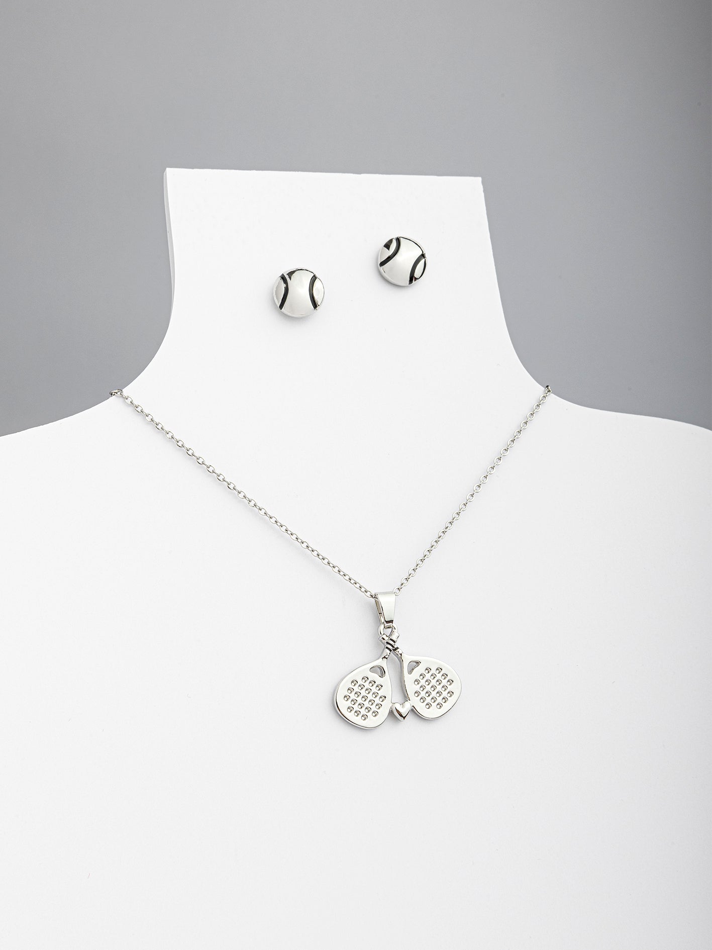 Set Collar y Broquel Palas Love Plateado